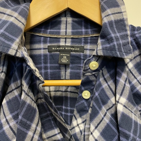Plaid Flannel Shirt with Ruffle Neckline - Picture 3 of 4